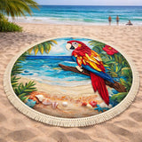 Crimson Coast Round Beach Towel