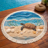 Coastal Turtle Round Beach Towel