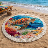 Coral Drift Round Beach Towel
