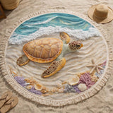 Coastal Turtle Round Beach Towel
