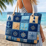 Quilted Blue Nautical Beach Bag