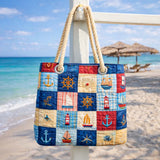 Quilted Marine Patchwork Beach Bag