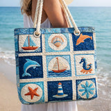 Quilted Beach Bag Marine Creatures