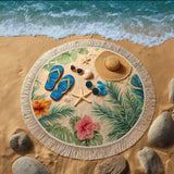 Round Beach Towel Tropical Vibes