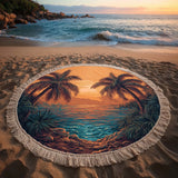 Round Beach Towel Tropical Vibes