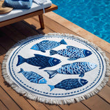 Whimsy Splash Round Beach Towel