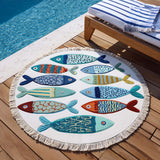 Whimsy Splash Round Beach Towel