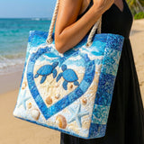 Quilted Beach Bag Turtle Serenity
