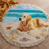 Golden Shore Round Beach Towel