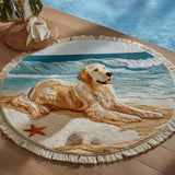 Golden Shore Round Beach Towel