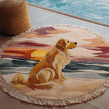 Golden Shore Round Beach Towel