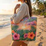 Tropical Sunrise Quilted Beach Bag