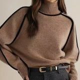 Eva | Women's Piped Turtleneck Sweater
