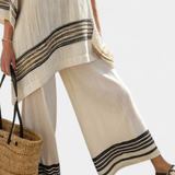 Harlowe | Elegant Black-Striped Linen Top & Flowing Pants