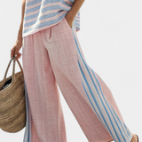 Virella | Elegant Pink-Blue Linen Blouse & Soft Pants