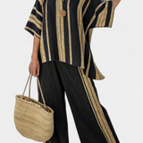 Calden | Comfortable Oversized Striped Top & Relaxed Linen Pants