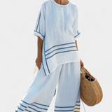 Wynric | Sophisticated Striped Asymmetrical Top & Bold Pants