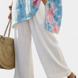 Vantrel | Comfortable Relaxed Linen Top & Striped Bamboo Pants
