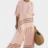 Wynric | Sophisticated Striped Asymmetrical Top & Bold Pants