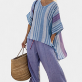 Zellora | Elegant Lavender & Sky Blue Top & Linen Pants