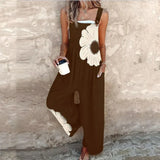 Jumpsuit - Elegant jumpsuit with contrasting floral pattern