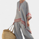 Daelric | Sophisticated Asymmetrical Blouse & Ethnic Wide-Leg Pants