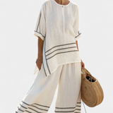 Wynric | Sophisticated Striped Asymmetrical Top & Bold Pants