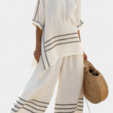 Wynric | Sophisticated Striped Asymmetrical Top & Bold Pants