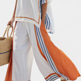Thorneil | Comfortable Wide-Leg Striped Pants & Linen Top