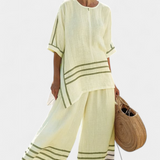 Wynric | Sophisticated Striped Asymmetrical Top & Bold Pants