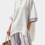 Luxmere | Comfortable Relaxed Blouse & Striped Bamboo Pants