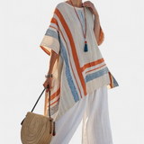 Caevan | Sophisticated Asymmetrical Blouse & Wide-Leg Linen Pants