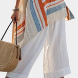 Caevan | Sophisticated Asymmetrical Blouse & Wide-Leg Linen Pants