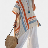 Caevan | Sophisticated Asymmetrical Blouse & Wide-Leg Linen Pants