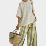 Ellowyn | Sophisticated Top & Striped Linen Pants