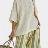 Ellowyn | Sophisticated Top & Striped Linen Pants