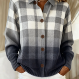 Agnes | Gray Ombre Plaid Button Cardigan