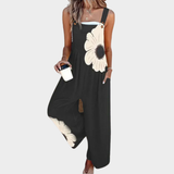 Jumpsuit - Elegant jumpsuit with contrasting floral pattern