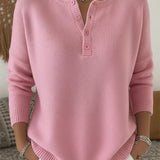 Carol | Henley Button Knit Sweater