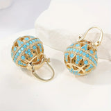 Turquoise Filigree Globe Drop Earrings