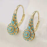 Turquoise Mosaic Teardrop Gold Earrings