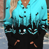 Vera | Halloween-Inspired Multi Pumpkin Bat V Neck Hoodie