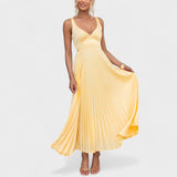 Carmen - Yellow Pleated Maxi Dress
