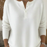 Carol | Henley Button Knit Sweater