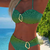 Sofia | Halter Neck Leopard Print Gradient Swimsuit