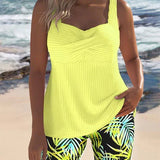 Daphne | Bright Ribbed Tankini Shorts