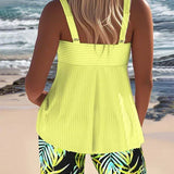 Daphne | Bright Ribbed Tankini Shorts