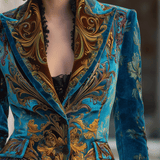 Opulent Bohemian Baroque Velvet Tailored Jacket