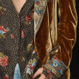 Retro Floral Patchwork Velvet Blazer with Lapel Detail