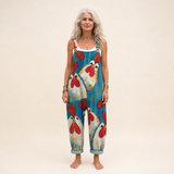 Jumpsuit - Jumpsuit with a Lively Poppy Pattern